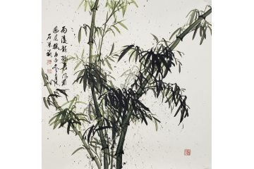 石荣禄新品国画竹子《雨后龙孙长，风前凤尾摇》