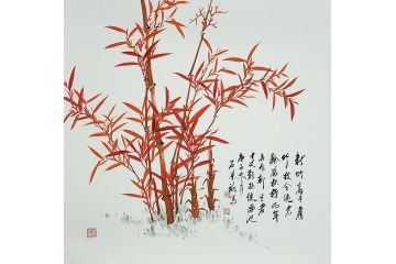 竹报平安 石荣禄竹子写意花鸟画《新竹》