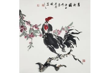 国礼特供艺术家石荣禄公鸡图《吉利图》