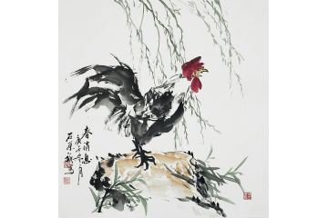 国礼特供艺术家石荣禄公鸡图《春消息》