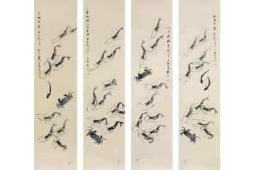 于桂芝写意国画花鸟画新品《和谐共处四条屏》
