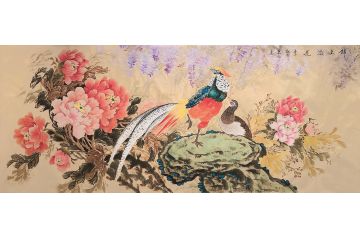 牡丹锦鸡图 萧红新品国画花鸟画《锦上添花》