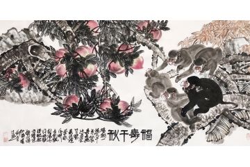 丁浩然新品力作写意花鸟画《寿而康》