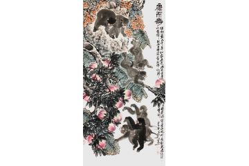 客厅装饰画 丁浩然写意花鸟画《康而寿》