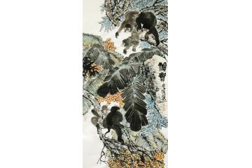 客厅装饰画 丁浩然写意花鸟画《秋实》