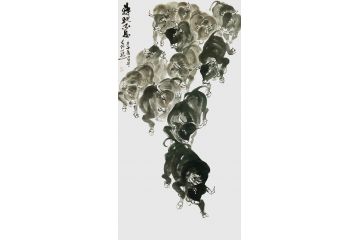 客厅装饰画 丁浩然写意动物画《犇驰不息》