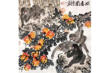 客厅装饰画 丁浩然写意花鸟画《如意图》