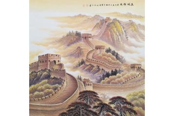 李国胜新品创作斗方山水画《长城雄风》