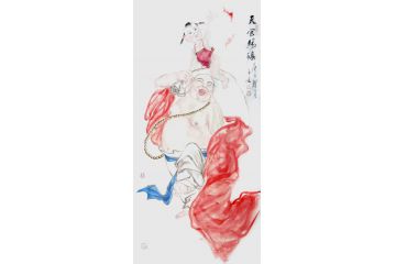 柳子峻新品力作写意人物画作品《天宫赐福》