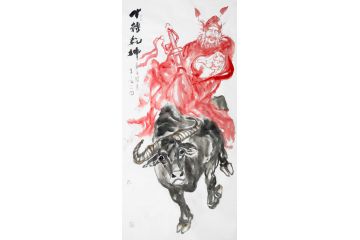柳子峻新品四尺竖幅人物画作品《牛转乾坤》