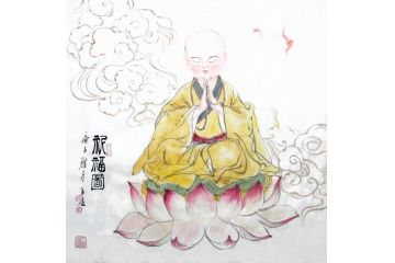 柳子峻新品国画斗方小品人物画《祝福图》