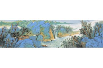 中美协画家管旺林新品创作国画山水画《青山碧水可居仙》