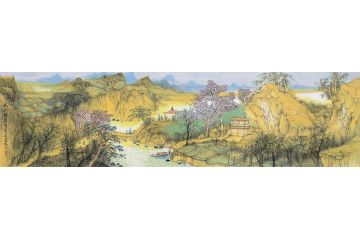 中美协画家管旺林新品创作国画山水画《秋山雅集》