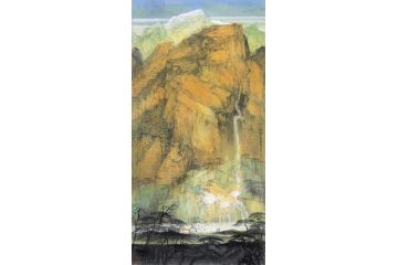 中美协会员管旺林新品山水画《秋水清音》