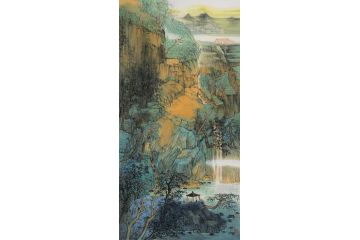 中美协会员管旺林新品山水画《南溪山一隅》