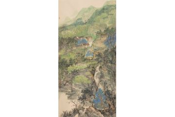 中美协画家管旺林新品创作国画山水画《湖光山色共争秋》