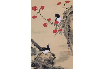 霍春阳先生入室弟子王东花鸟画《红运新开》
