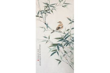 卧室装饰画 范九龙工笔花鸟画《未出土时先有节》