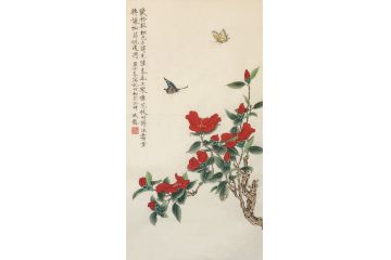 卧室装饰画 范九龙工笔花鸟画《赋粉轻红色未消》