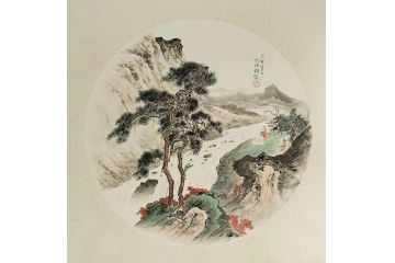 李辉新品力作国画小品斗方山水画《穷款》