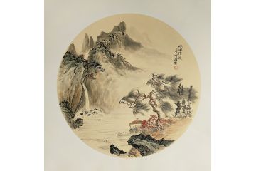 仿古小品画 李辉新品国画山水画《晓风清泉》
