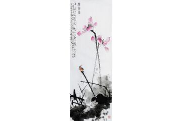 著名画家潘文良花鸟画作品《情荷图》