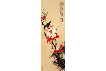 著名画家潘文良花鸟画作品《寒山十月旦》