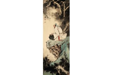实力派画家潘文良人物画作品《抚琴图》