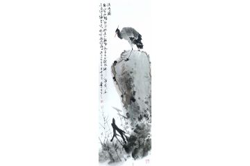 著名画家潘文良花鸟画作品《清鹭图》
