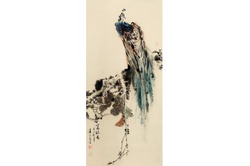 著名画家潘文良花鸟画作品《高枝图》