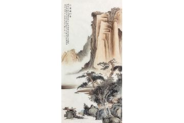 画坛才子潘文良山水画作品《汀溪归钓图》