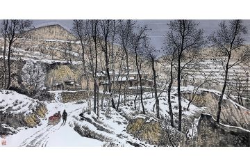 童谆辉新品力作四尺横幅雪景山水画《雪霁》