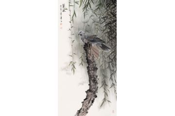 著名画家潘文良花鸟画作品《春风》