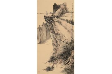 画坛才子潘文良山水画作品《长空啸远图》