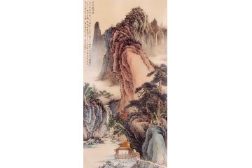 画坛才子潘文良山水画作品《汀溪邀吟图》