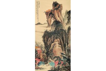 画坛才子潘文良山水画作品《梵韵秋山图》