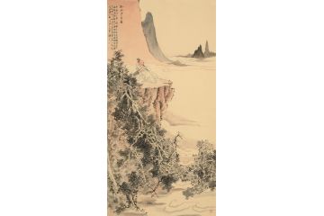 画坛才子潘文良山水画作品《孤山坐远图》