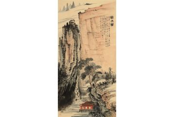画坛才子潘文良山水画作品《听泉图》