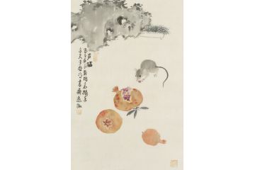 霍春阳入室弟子李亚花鸟画作品《多福》
