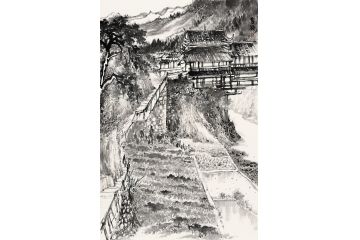 魏金岭新品创作国画水墨山水画《写生四》