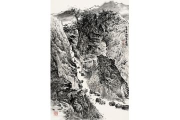 魏金岭新品国画创作水墨山水画《平山写生》