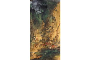 美协画家魏金岭国画山水画《清音图》