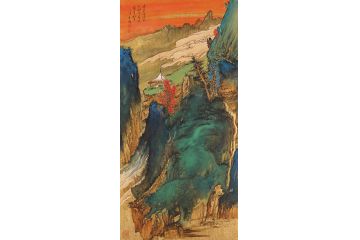 美协画家魏金岭国画山水画《青峦漫浮云》