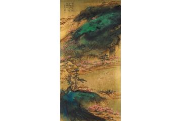 魏金岭新品创作山水画《晒网炊烟起,停舟月影斜》