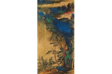 魏金岭国画作品创作《流泉下深涧，白云起层峦》