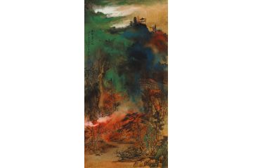魏金岭新品力作国画山水画《林幽叶正红》