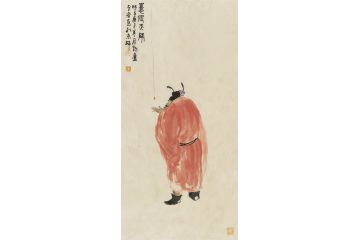 霍春阳入室弟子李亚人物画作品《喜从天降》