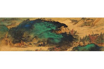 美协画家魏金岭国画山水画《清泉鸣音》