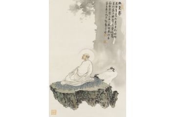 霍春阳入室弟子李亚人物画作品《无量寿》