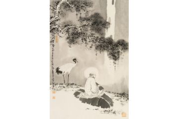 霍春阳入室弟子李亚人物画作品《山水清音》